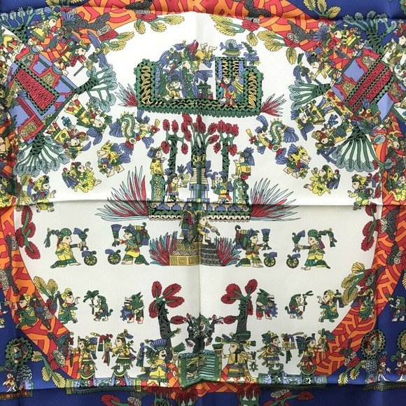 Authentic HERMES Carre90 ASTRES et SOLEILS ethnic Scarf silk Scarves/Wraps Multi - Picture 2 of 8